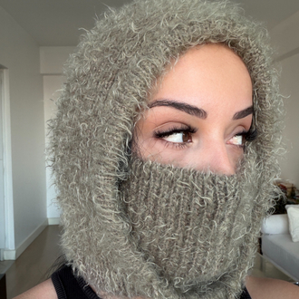 Hoodelle Kahve Balaclava – 4 Stilde Kullanım | El Örmesi Unisex