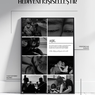 Kişiye Özel 7’li Fotoğraf Kolaj Afişi | Anı Posteri | Sevgiliye Özel Hediye Yazı Seçenekli