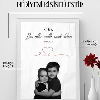 Kişiye Özel Çocukluk Birleştirme Fotoğraflı Çerçeve | İsimli & Tarihli Anı Tablosu