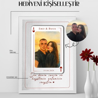 Kişiye Özel İskambil Kağıdı Tasarımlı Tablo – Fotoğraf, Tarih ve Yazı Seçenekli