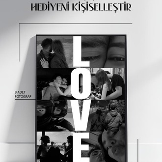 AŞK Temalı Kişiye Özel Fotoğraf Kolaj Çerçeve 