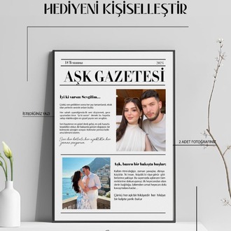Kişiye Özel Aşk & Anı Gazetesi Çerçevesi | Sevgiliye ve Arkadaşlara Özel Hediye