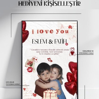 Sevgiliye Özel Çocukluk Aşkı Tablosu – Fotoğraflı Romantik Hediye