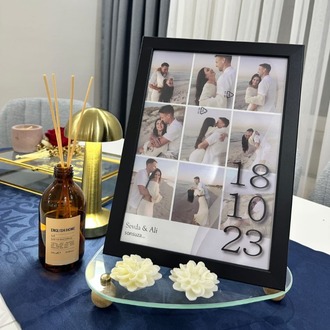 Kişiye Özel Fotoğraf Kolaj Tablo – 12 Fotoğraf & Özel Tarih ile Sevgiliye Hediye