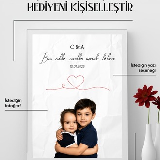 Kişiye Özel Çocukluk Birleştirme Fotoğraflı Çerçeve | İsimli & Tarihli Anı Tablosu