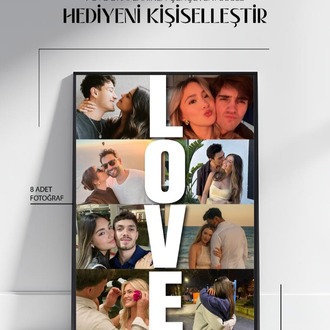 AŞK Temalı Kişiye Özel Fotoğraf Kolaj Çerçeve 