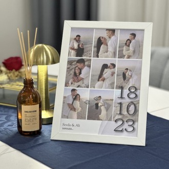 Kişiye Özel Fotoğraf Kolaj Tablo – 12 Fotoğraf & Özel Tarih ile Sevgiliye Hediye