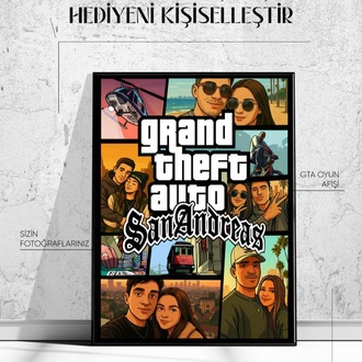 Kişiye Özel GTA Afişi | San Andreas, Vice City, GTA 5 Temalı Hediye Poster | Anigraf