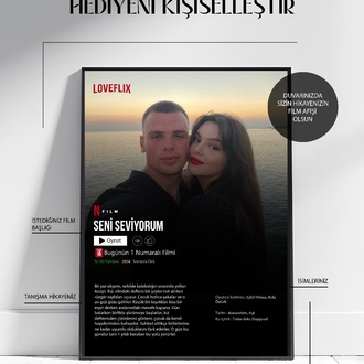 Kişiye Özel Netflix Film Afişi Tablosu | Sevgiliye Anlamlı ve Eğlenceli Hediye