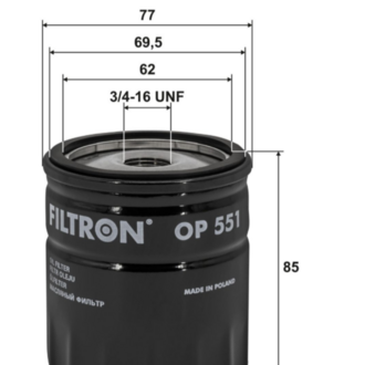 FİLTRON OP 551 YAĞ FİLTRESİ OPEL KADETT-D 1.3 N 60HP 08/79-08/84