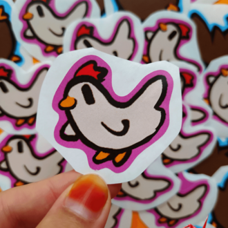Beyaz Tavuk (Dışı Pembe) Sticker