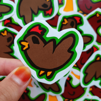 Kahverengi Tavuk (Dışı Yeşil) Sticker
