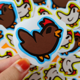 Kahverengi Tavuk (Dışı Mavi) Sticker