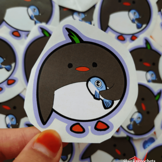 Penguen ve Balık Sticker