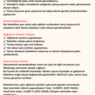 VIP Bağ Odaklı İkiz Bebekler Uyku Eğitimi Paketi Gündüz Uykusu