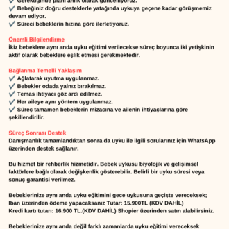VIP Bağ Odaklı İkiz Bebekler Uyku Eğitimi Paketi Gece Uykusu