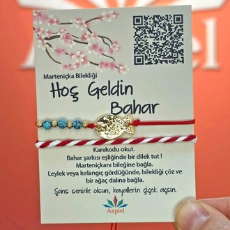 Gold Balık Turkuaz Doğal Taşlı Şarkı Hediyeli Marteniçka Dilek Bileklik Seti