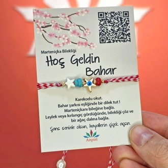 Yıldız Turkuaz Doğal Taşlı Şarkı Hediyeli Marteniçka Dilek Bileklik Seti