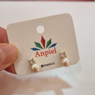 İnci Küpe Zirkon Detaylı