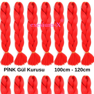 X-Pression Afrika Örgüsü & Rasta İçin Sentetik Saç 100gr #Pink Gül Rengi