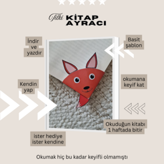 Tilki Kitap Ayraç Şablonu