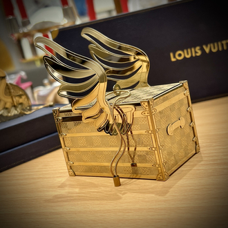 Louis Vuitton 'Le Voyage Des Lumières' Christmas Ornament Flying Trunk Set
