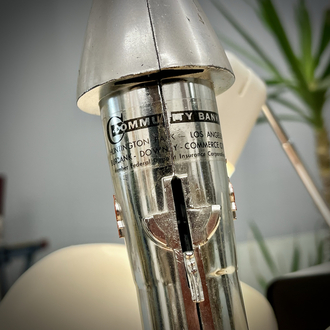 Astro MFG. 'Community Bank' Space Age Rocket Mechanical Coin Bank