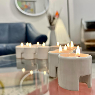 Ikea PS Interlock Tealight Ceramic Candle Holder Set 