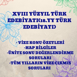 XVIII.YÜZYIL TÜRK EDEBİYATI (18.YY TÜRK EDEBİYATI)