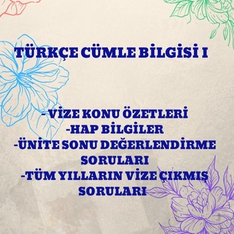 TÜRKÇE CÜMLE BİLGİSİ I