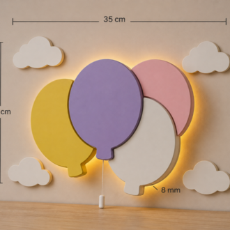 3 Lü Set Gökkuşağı-Balon-Bulut İsim hediyeli