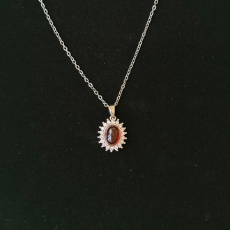 Lal/Garnet Çerçeve Kolye