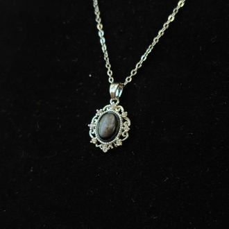 Silver Sheen Obsidyen Çerçeve Kolye