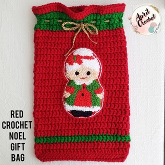 Kırmızı Noel anne punch işlemeli kese & çanta.