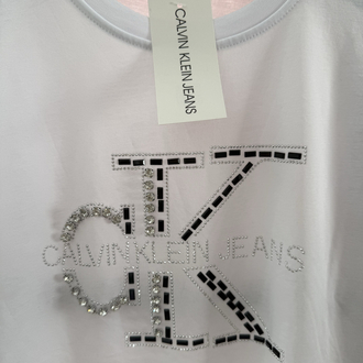 Calvin Klein Beyaz Taşlı Tişört