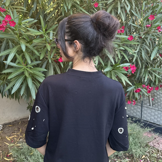 İpekyol İncili Siyah T-Shirt