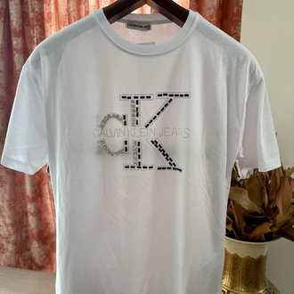 Calvin Klein Beyaz Taşlı Tişört