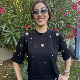 İpekyol İncili Siyah T-Shirt