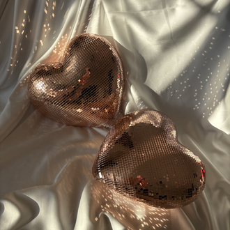 Büyük Boy Disko Kalp 25 cm- Rose Gold