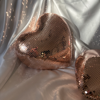 Büyük Boy Disko Kalp 25 cm- Rose Gold