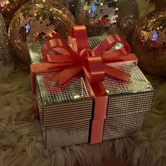 Gümüş Dekoratif Disko Hediye Kutusu 20 cm