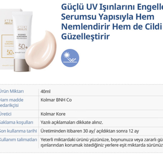 Atomy Absolute Essence UV Güneş Koruyucu Krem E00276