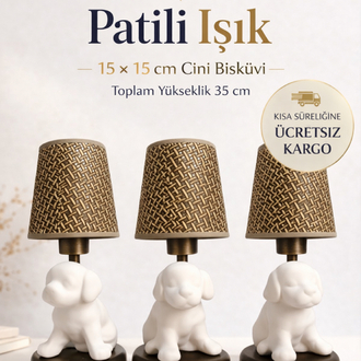 Kedi Başucu Abajur – Hasır Şapkalı | Antik Gold Detaylı