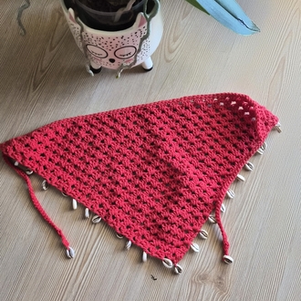 Kırmızı Deniz Kabuklu Boho Bandana