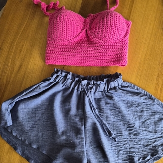 Pamuklu Korse Crop Top