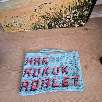 Hak Hukuk Adalet Mini Örgü Çanta