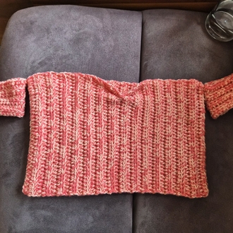 Cunda Üst – Kavun & Pembe El Örgüsü Crop Top