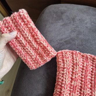 Cunda Üst – Kavun & Pembe El Örgüsü Crop Top
