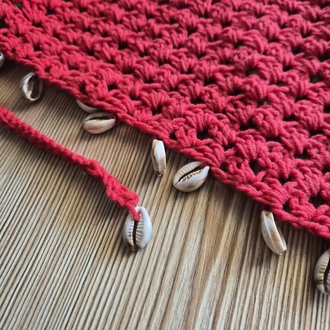 Kırmızı Deniz Kabuklu Boho Bandana