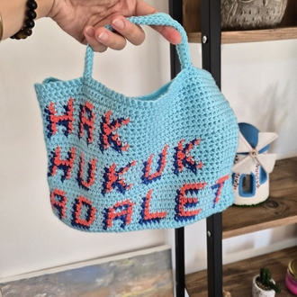 Hak Hukuk Adalet Mini Örgü Çanta
